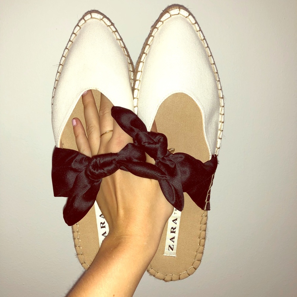 Zara bow flat mules